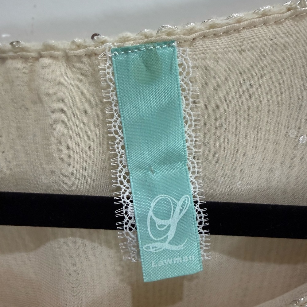 Cream Sequin Sweater with Layered Hem - Picture 3 of 5